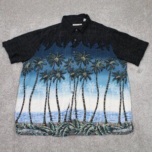 Batik Bay Hawaiian Shirt Mens 2XL XXL Black 100% Rayon Short Sleeve Button Up